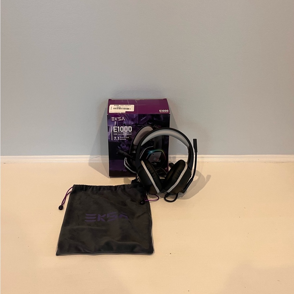 EKSA E1000 Grey USB Gaming Headset For PC, Has Microphone And Noise Cancellation
